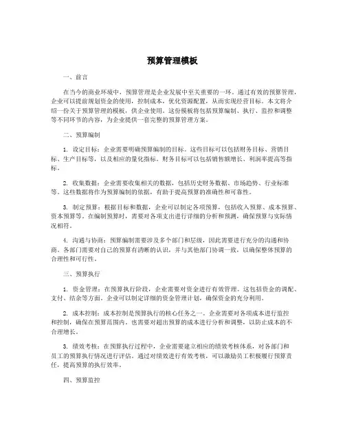 预算管理模板