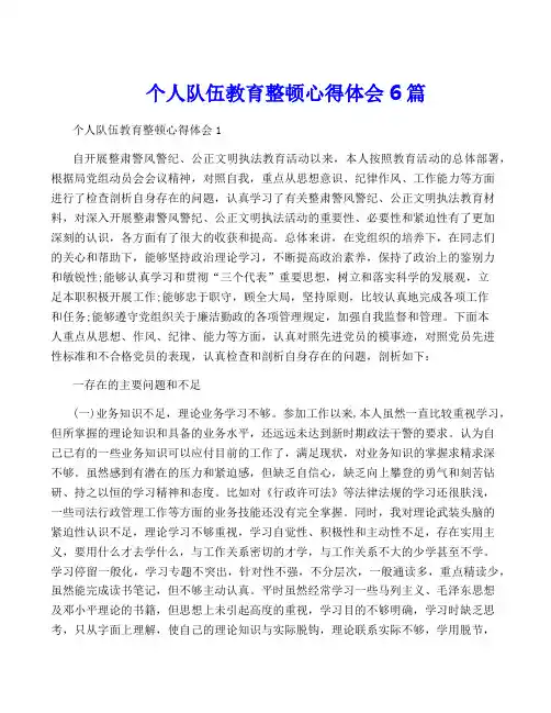 个人队伍教育整顿心得体会6篇