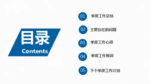 蓝色简约商务风季度工作总结报告通用ppt模板课件