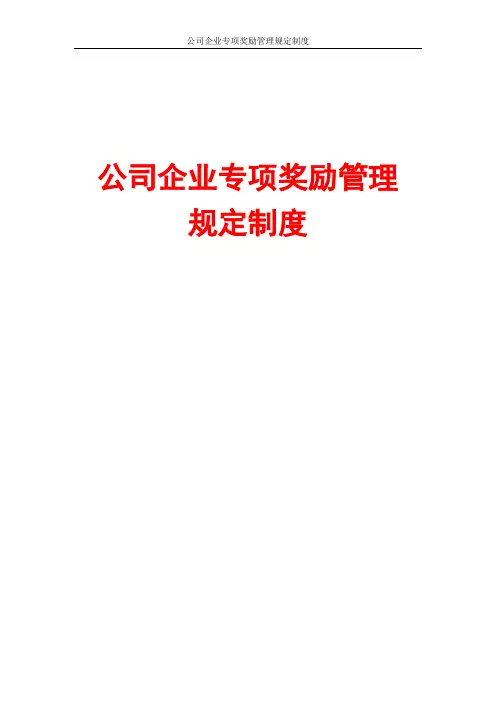 公司企业专项奖励管理规定制度