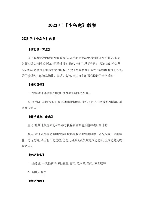 2023年《小乌龟》教案