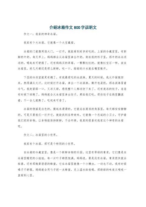 介绍冰箱作文800字说明文