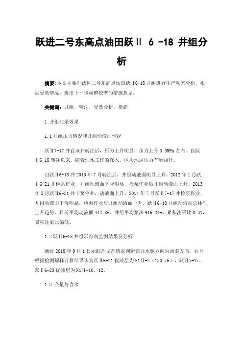 跃进二号东高点油田跃Ⅱ6-18井组分析