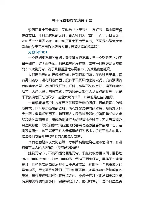 关于元宵节作文精选5篇