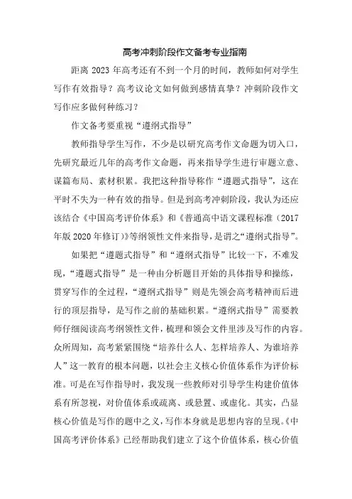 2023高考冲刺阶段作文备考专业指南