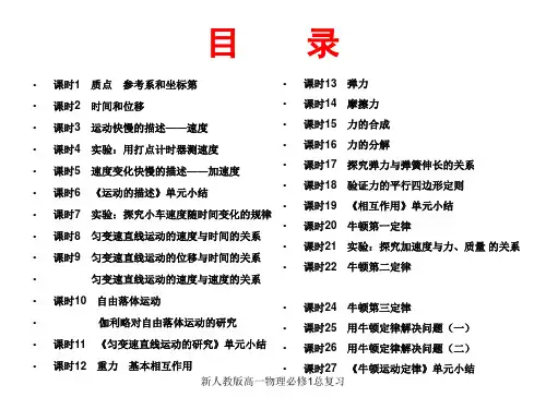 新人教版高一物理必修1总复习