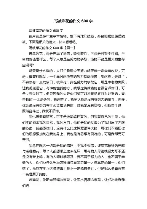 写彼岸花的作文600字