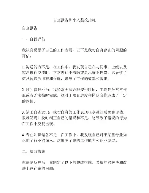 自查报告和个人整改措施