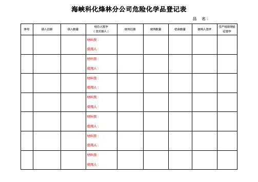 危险化学品登记表