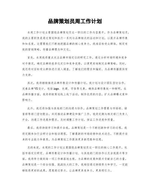 品牌策划员周工作计划