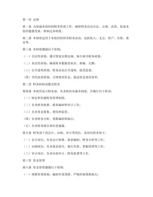 公益组织财务管理制度模板
