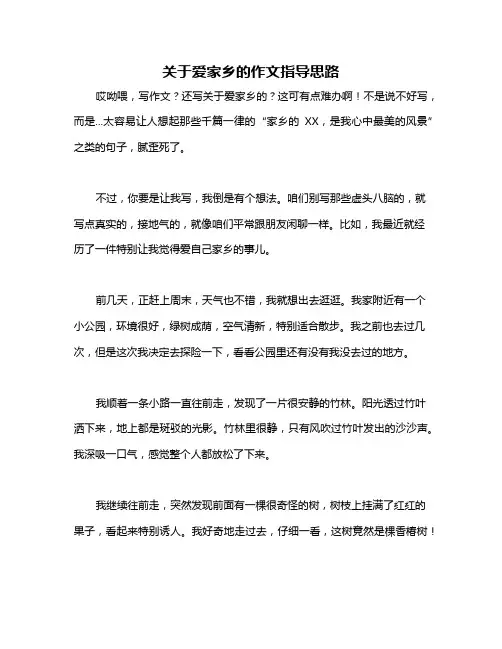 关于爱家乡的作文指导思路