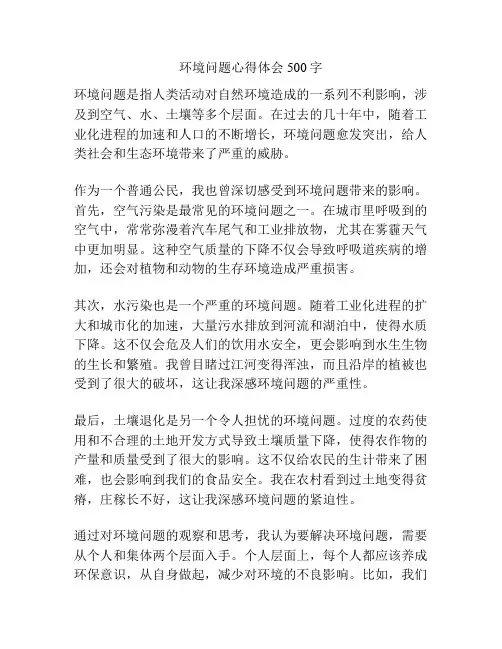 环境问题心得体会500字