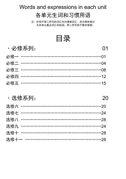 人教版高中英语全部单词表word版 (1-11完全最终版)
