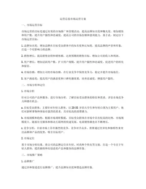 运营总监市场运营方案
