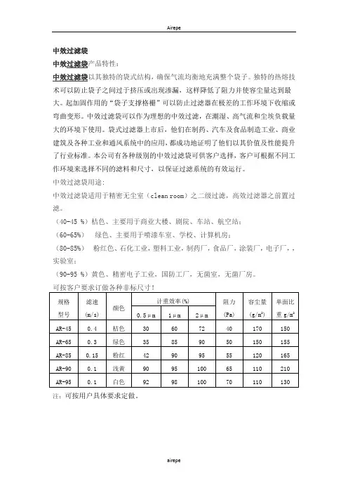 袋式过滤器参数