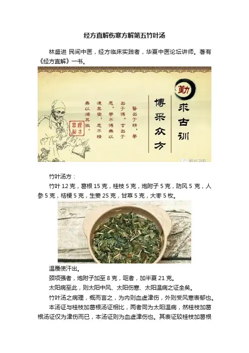 经方直解伤寒方解第五竹叶汤