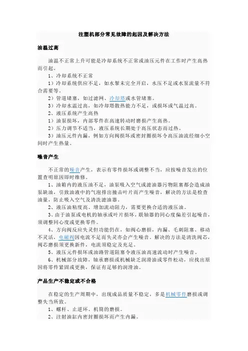 注塑机部分常见故障的起因及解决方法