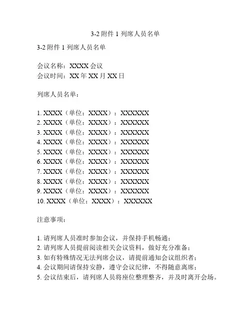 3-2附件1 列席人员名单