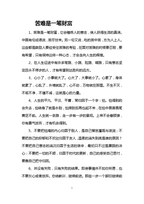 苦难是一笔财富