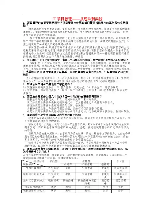 IT项目管理考试题(卷)目(可编辑修改word版)