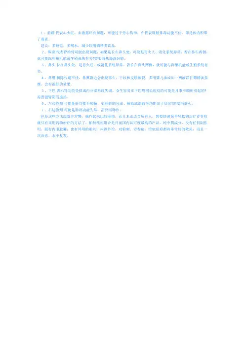 痘痘位置反映身体内部健康状况