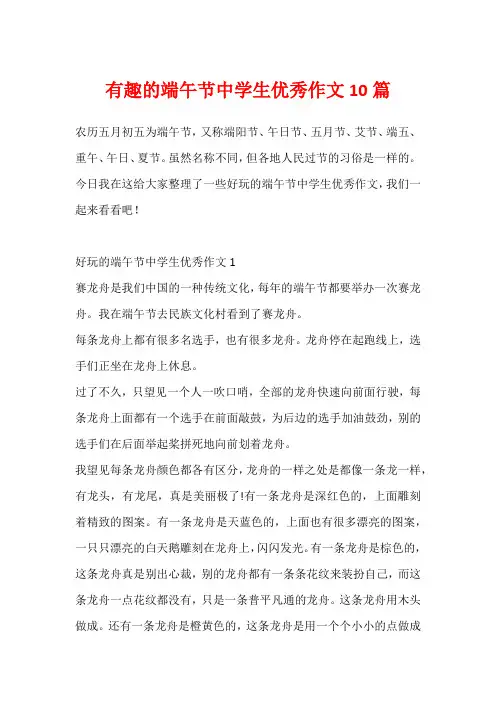有趣的端午节中学生优秀作文10篇