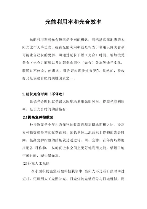 备课素材：光能利用率和光合效率- 高一上学期生物人教版必修1