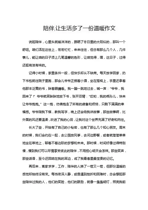 陪伴,让生活多了一份温暖作文