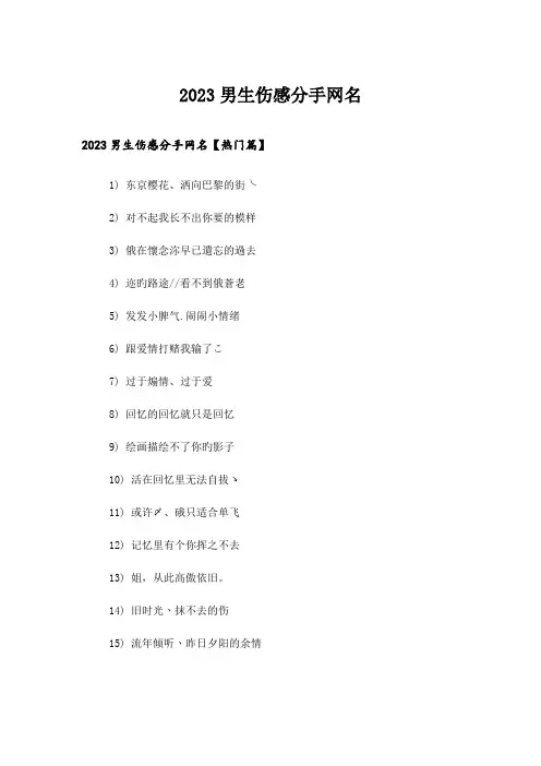 2023个性_男生伤感分手网名