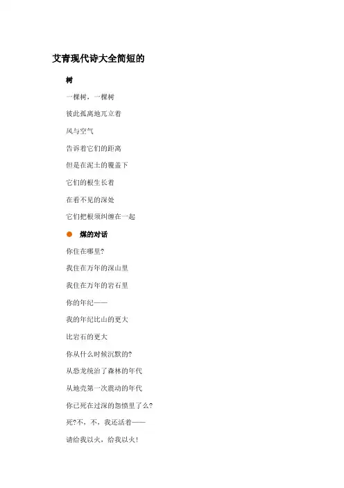 艾青现代诗大全简短的