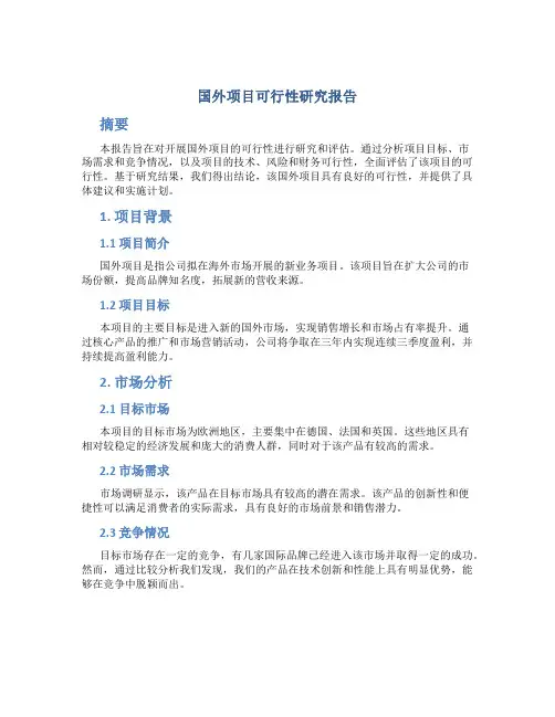 国外项目可行性研究报告