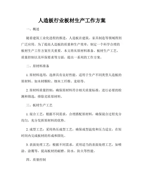 人造板行业板材生产工作方案