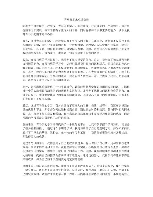 青马班期末总结心得