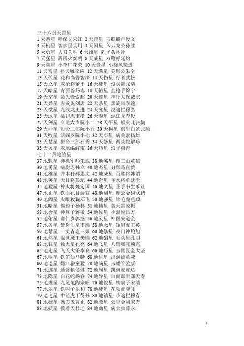 《水浒传》中人物的绰号