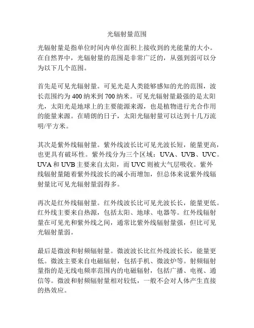 光辐射量范围