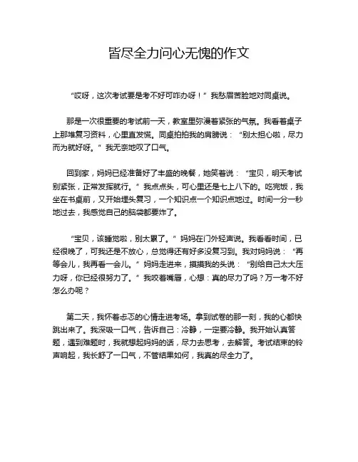 皆尽全力问心无愧的作文