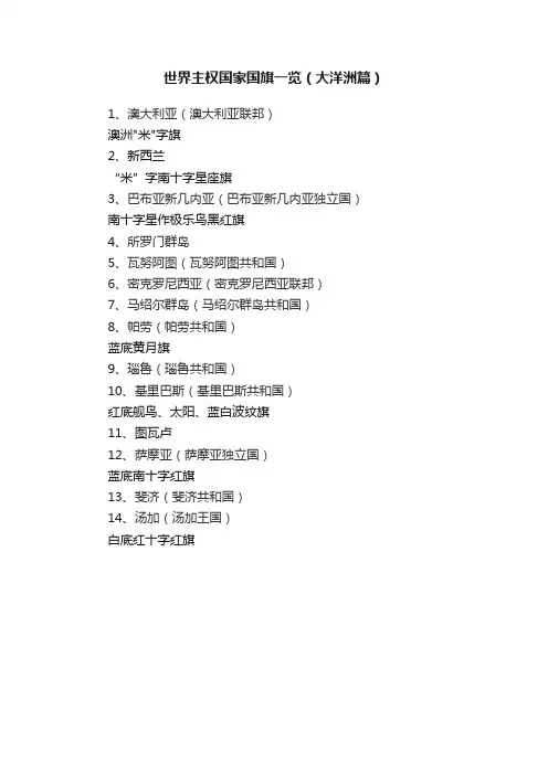 世界主权国家国旗一览（大洋洲篇）