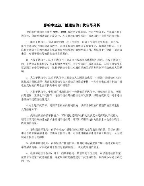 影响中短波广播通信的干扰信号分析