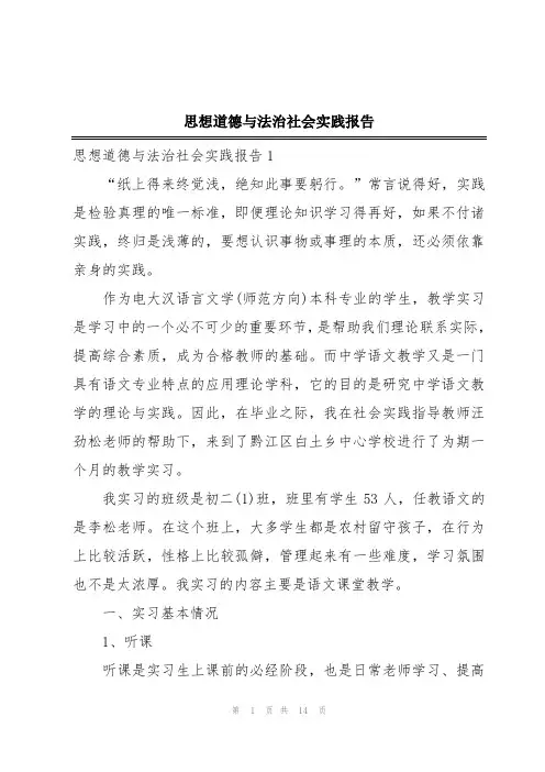 思想道德与法治社会实践报告 2