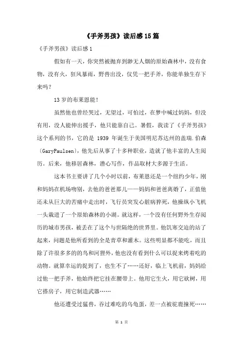 《手斧男孩》读后感15篇