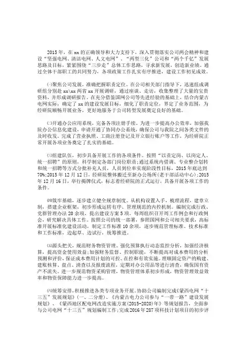 国家电网个人工作总结(最新)