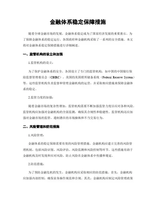 金融体系稳定保障措施