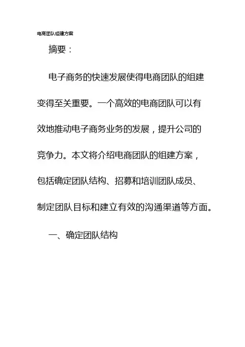 电商团队组建方案