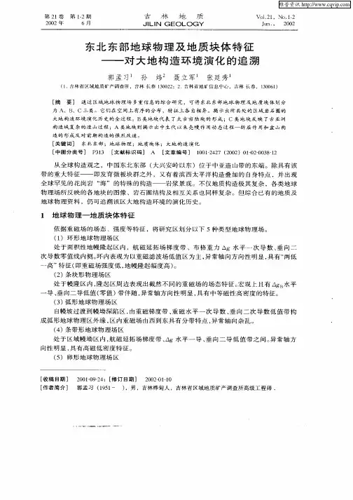 东北东部地球物理及地质块体特征—对大地构造环境演化的追溯