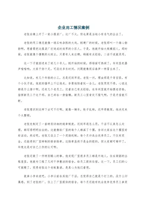 企业用工情况案例