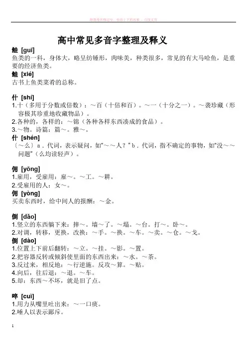 高中常见多音字及释义