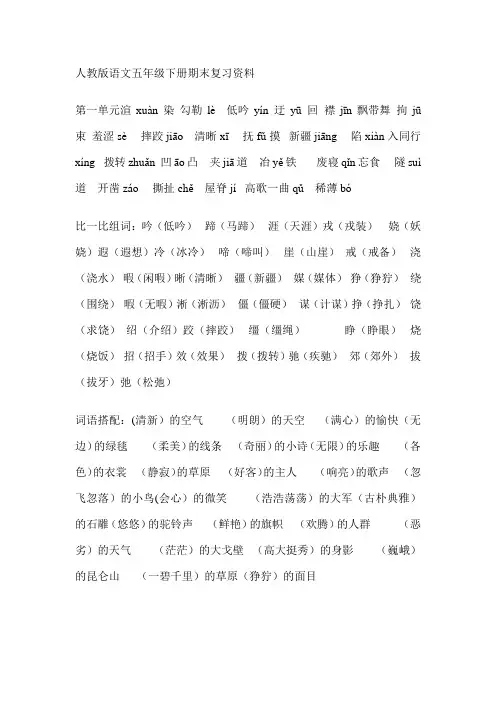 人教版语文五年级下册期末复习资料 2