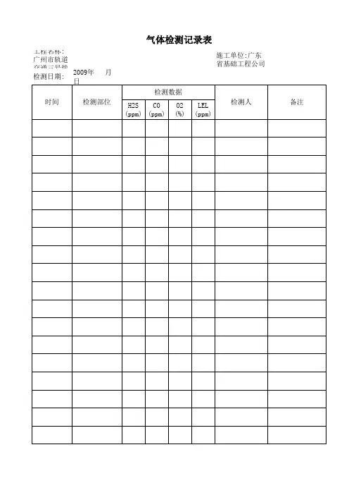 气体检测记录表