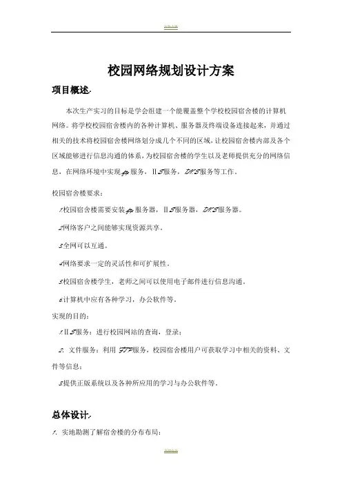 校园宿舍楼网络规划设计方案
